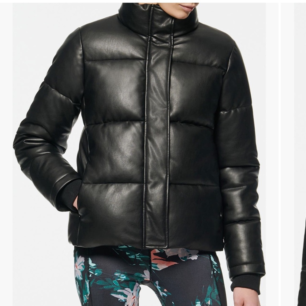 New Marc New York faux leather puffer jacket coat women’s size small black